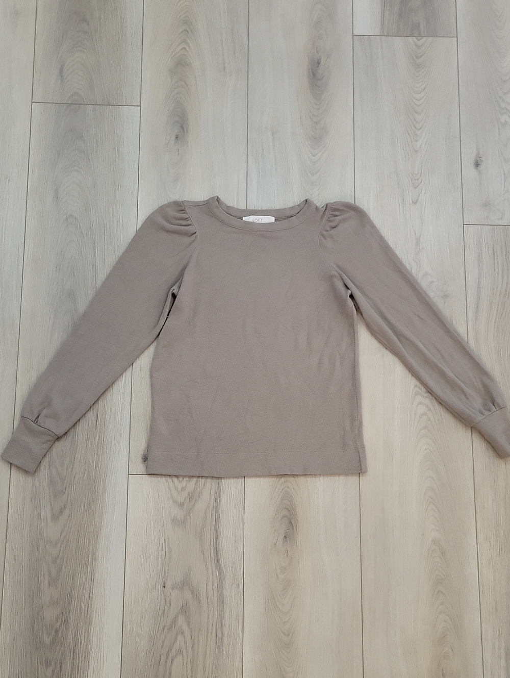 LOFT Long Sleeve Puff Shoulder Top - Taupe